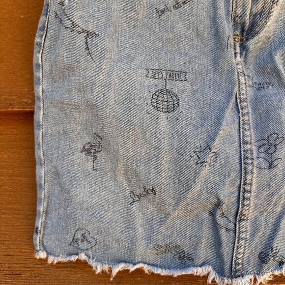 Dip Denim Adjustable Waist Skirt M (8-10) Girls Blue With Printed Graphics & Dis - Picture 6 of 14